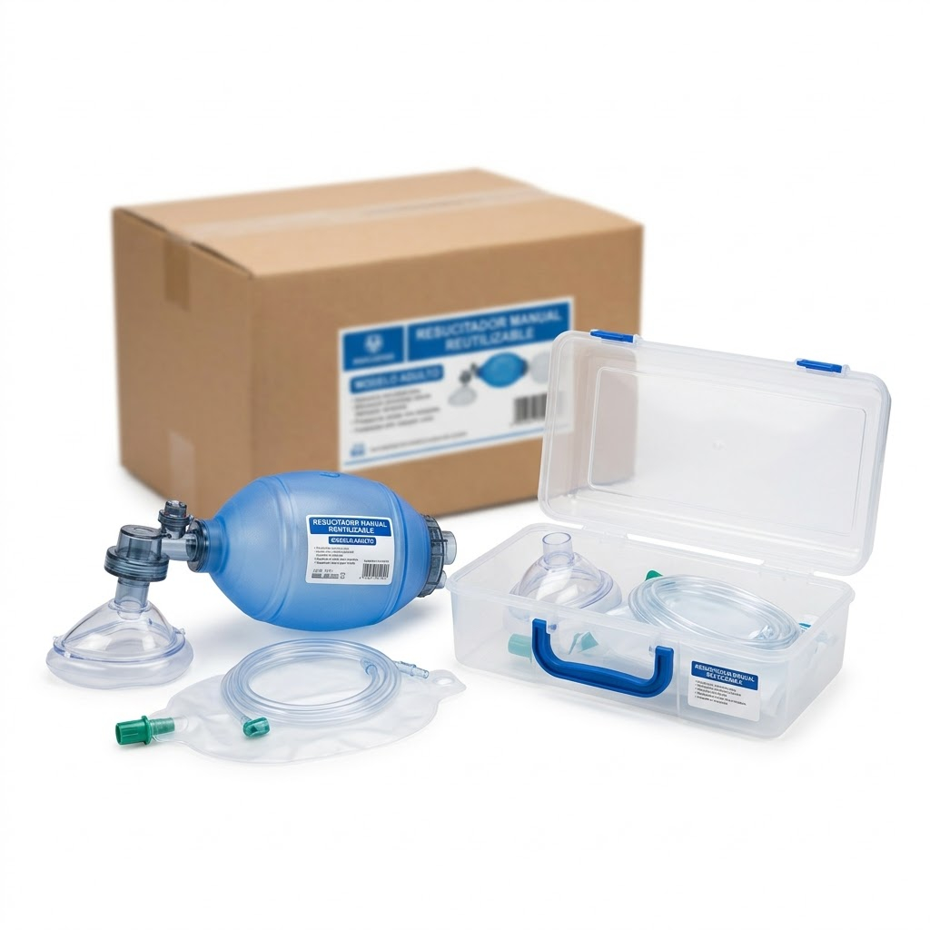 Resucitador manual reutilizable con caja